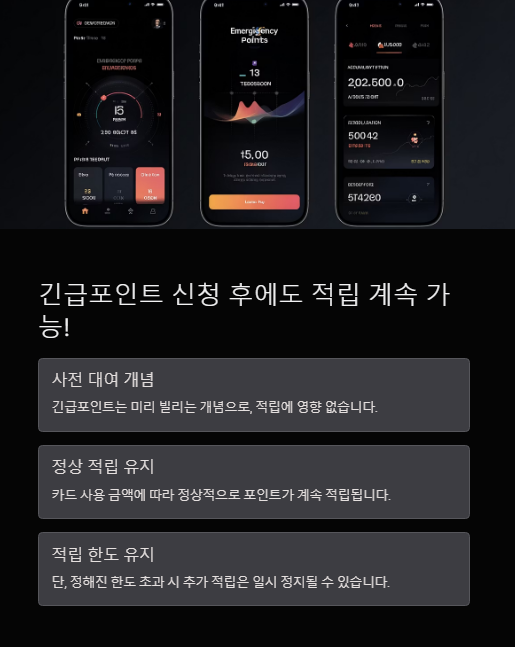 긴급포인트 신청 후에도 적립 계속 가능