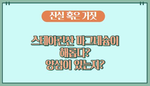  스테아린산 마그네슘 부형제가 유해 화학첨가물? 영양제?