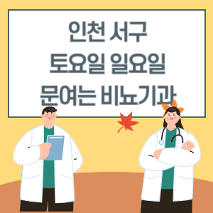 인천 서구 토요일 일요일 비뇨기과 진료 병원 리스트