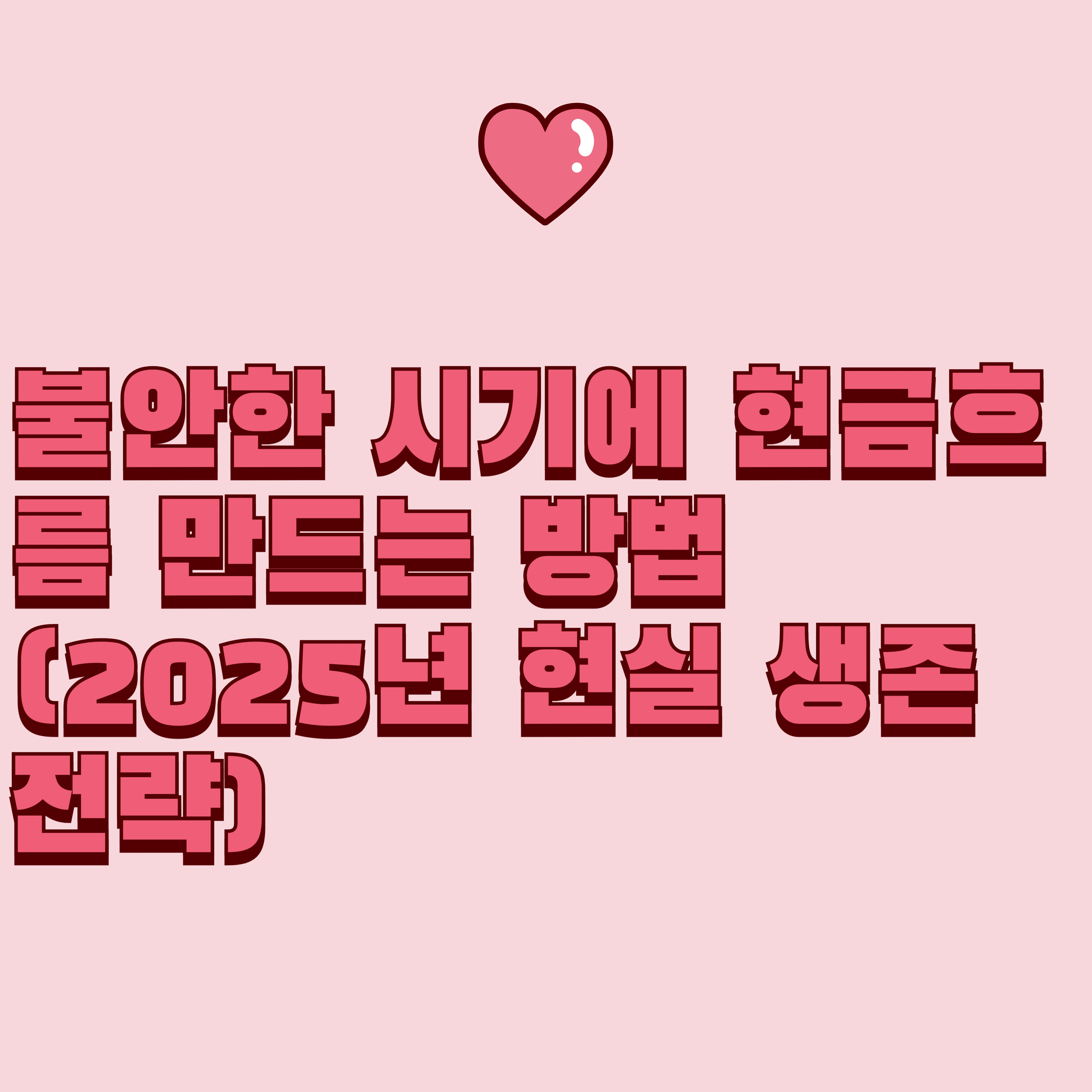 불안한 시기에 현금흐름 만드는 방법 (2025년 현실 생존 전략)