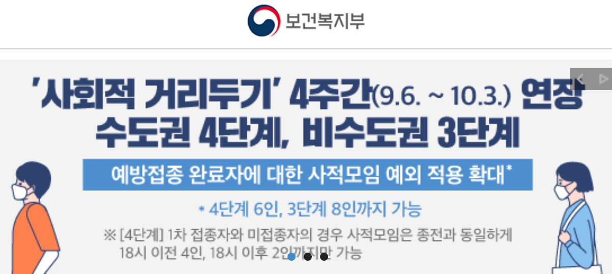  사회적 거리두기 4주 연장 9/6~10/3까지 수도권 4단계, 비수도권 3단계