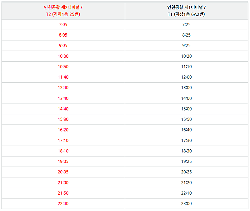 6014-공항버스-인천공항-서울시내행-시간표-안내하는-그림