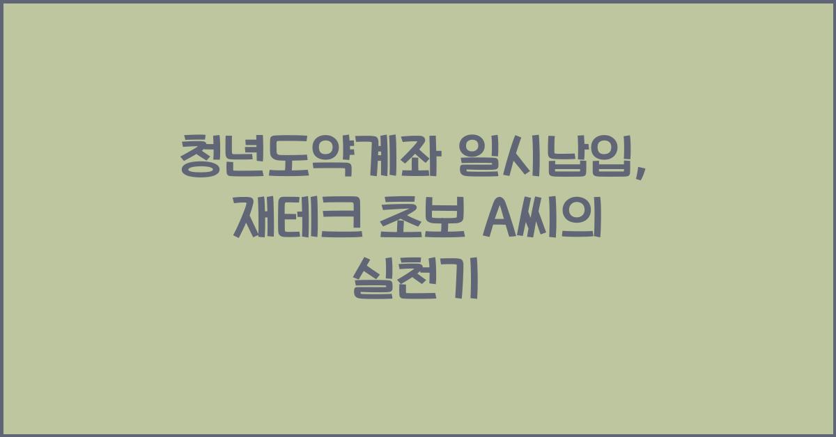 청년도약계좌 일시납입