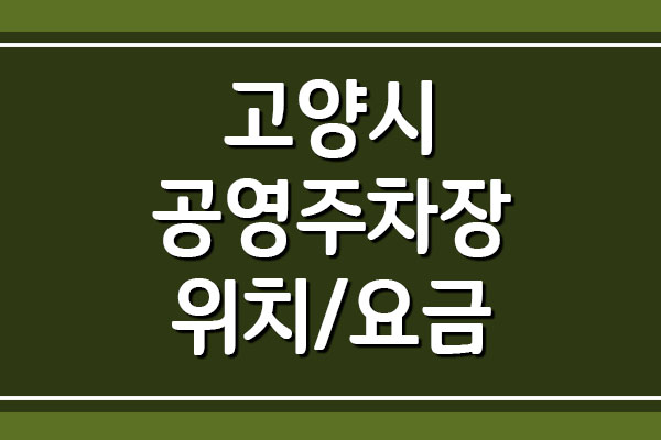 고양시 공영주차장 위치 및 요금