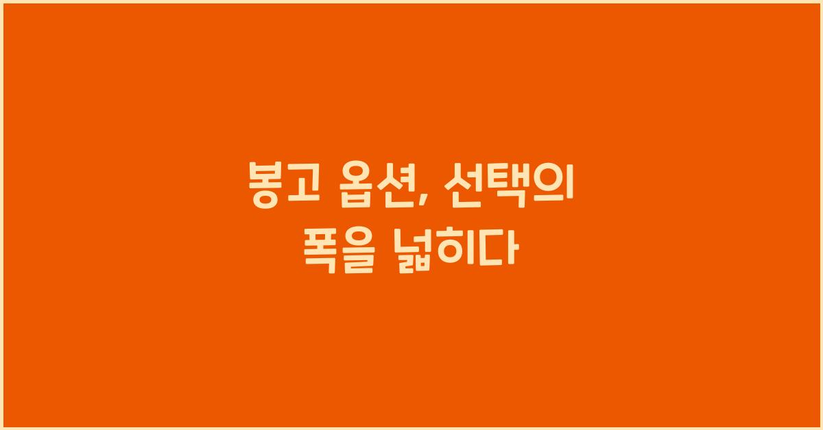 봉고 옵션