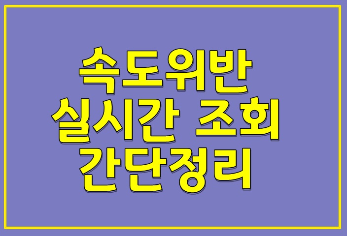  속도위반 실시간 조회 간단정리