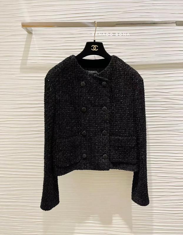 샤넬 22B F/W 벨벳 트위드 자켓 블랙 P73350