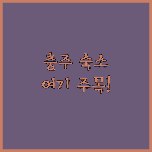 충주 여행 어디서 묵을까 고민이라면 