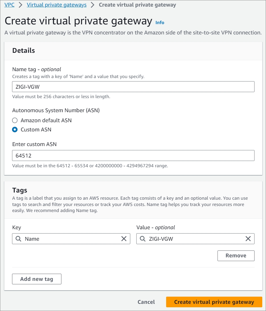 Aws azure vpn bgp 