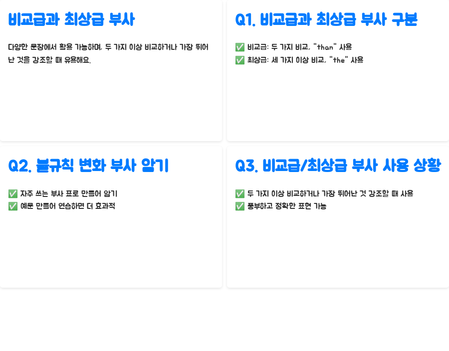 영어강의: 비교급&최상급 부사 완벽 마스터하기! - 비교급과 최상급 부사, 어떻게 활용할까요? 영어강의: 비교급&최상급 부사 완벽 마스터하기! - 비교급과 최상급 부사, 어떻게 활용할까요?