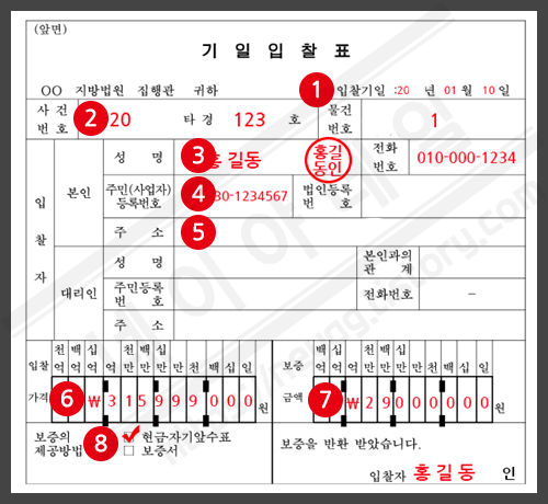 기일입찰표 작성