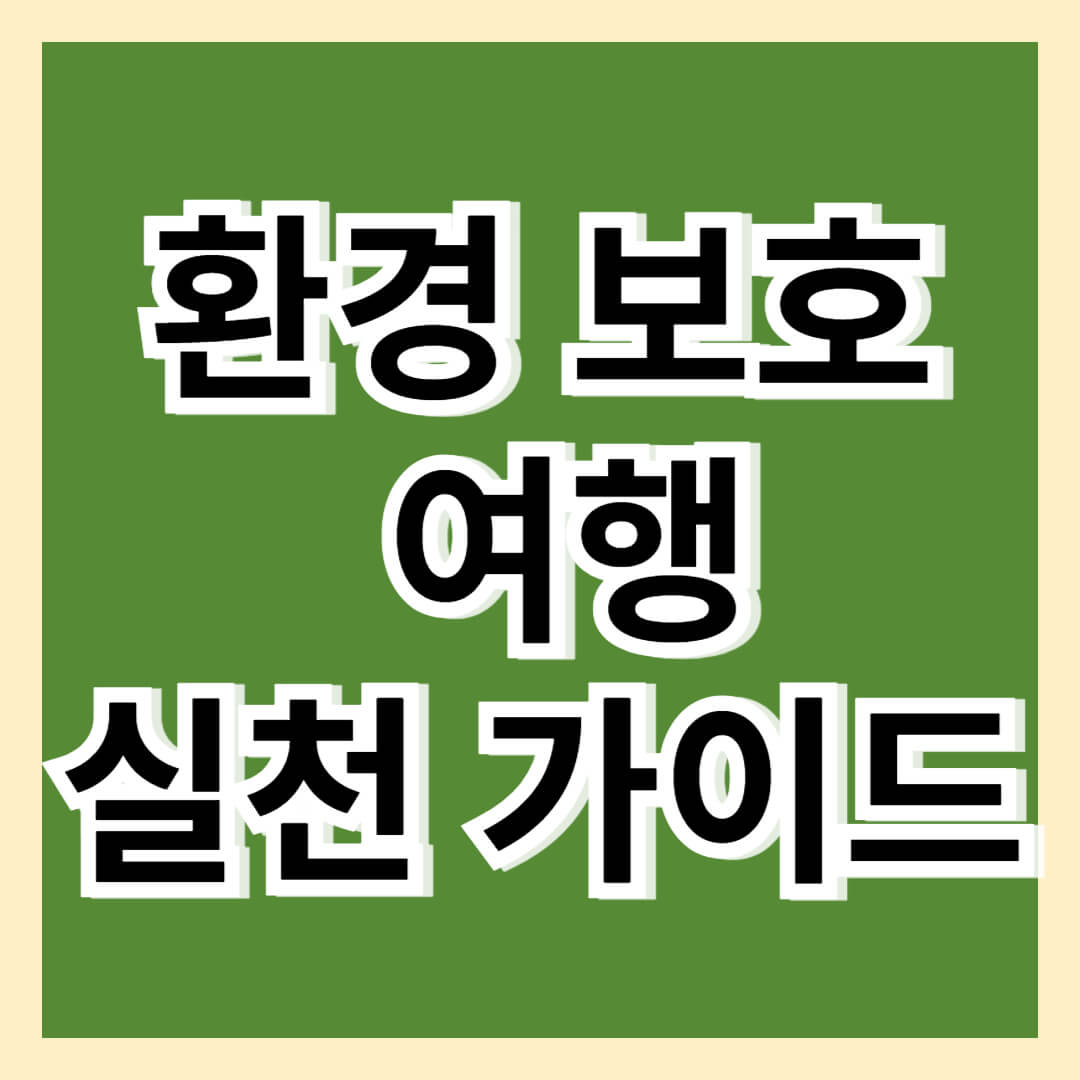 환경 보호 여행 실천 가이드