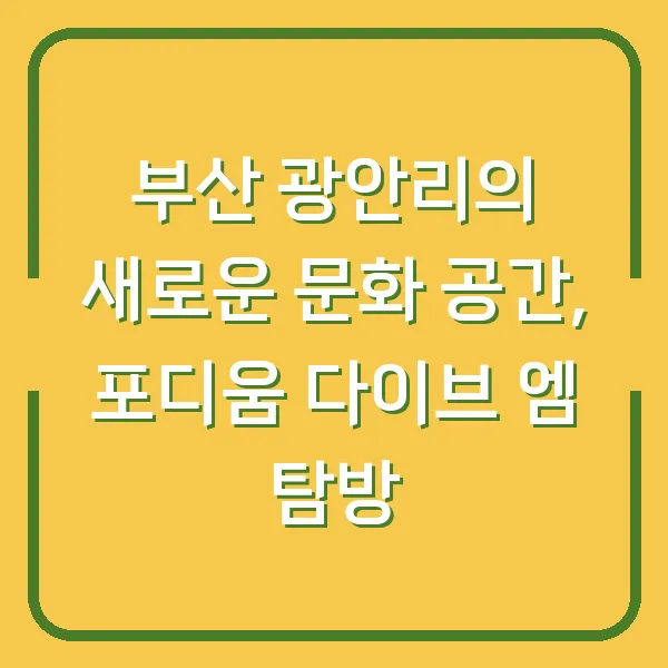 부산 광안리의 새로운 문화 공간, 포디움 다이브 엠 탐방