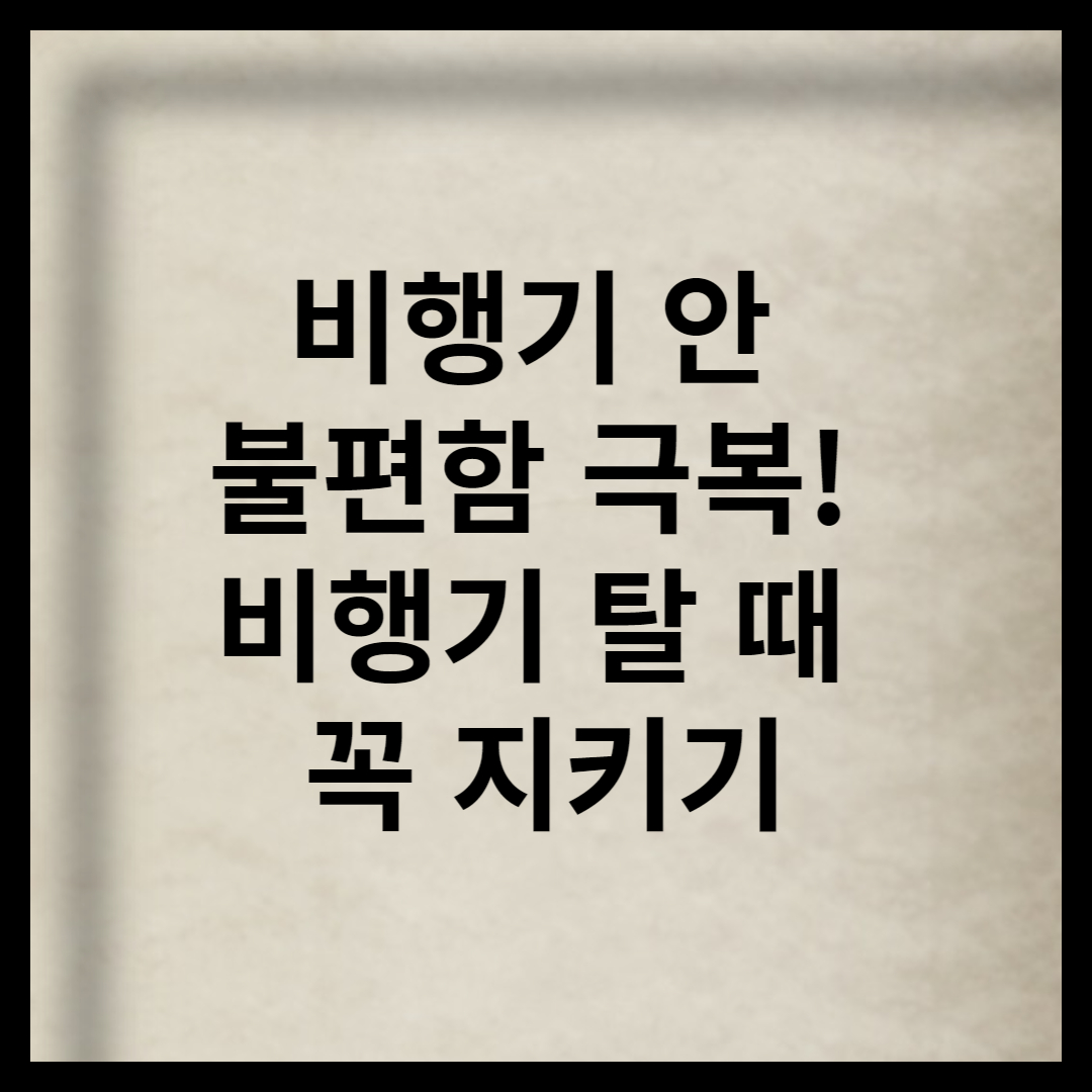 비행기 안 불편함 극복! 비행기 탈 때 꼭 지키기