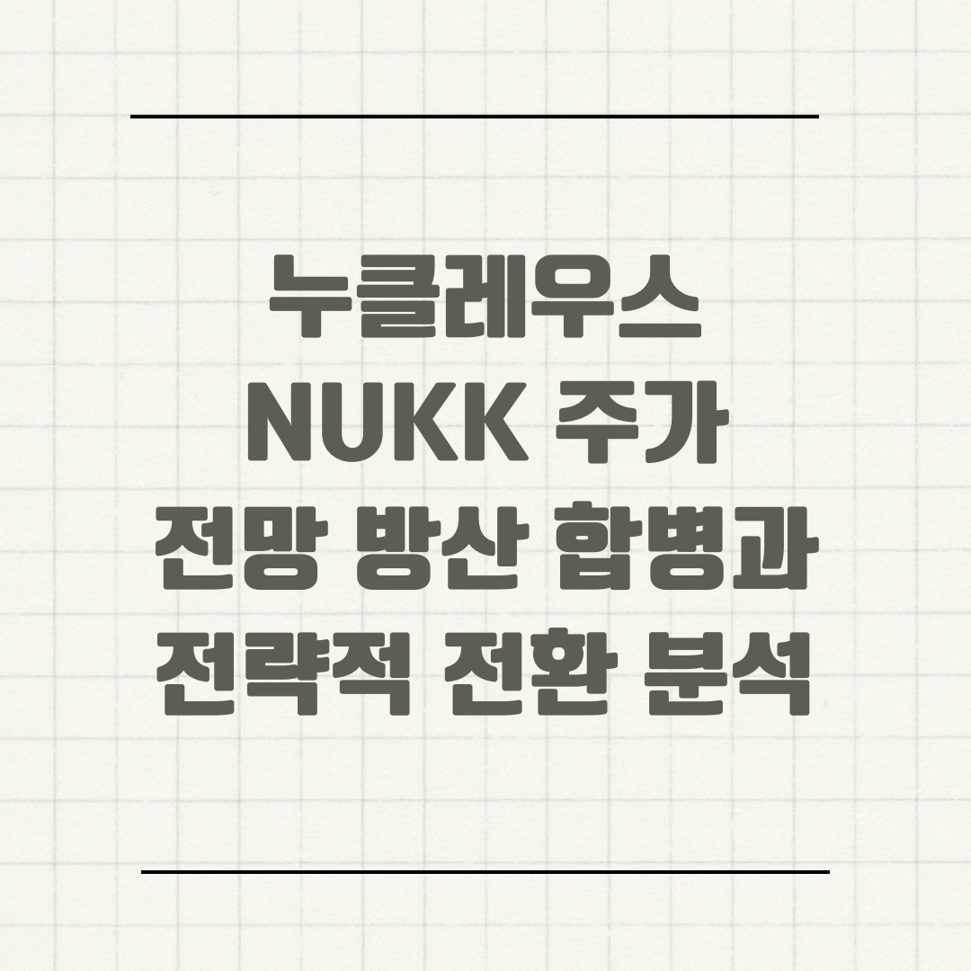 누클레우스 NUKK 주가 전망 방산 합병과 전략적 전환 분석