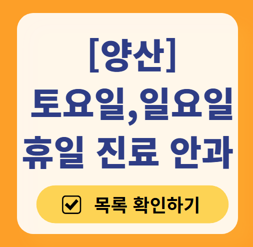 양산 토요일 일요일 문 여는 안과 목록 ❘ 주말, 공휴일 진료 영업 병원 찾기