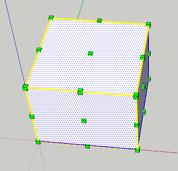 박스 큐브에 녹색 그립이 있는 모습