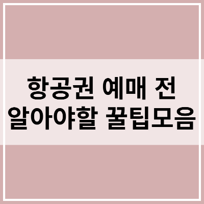 항공권을 예약하기 전에 알아야 할 팁과 요령