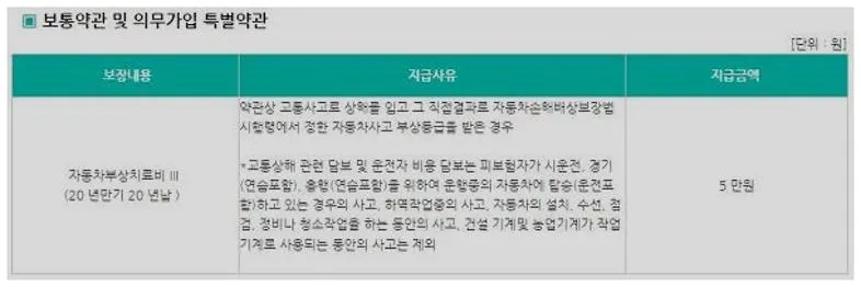 동부화재 운전자보험 보장내용