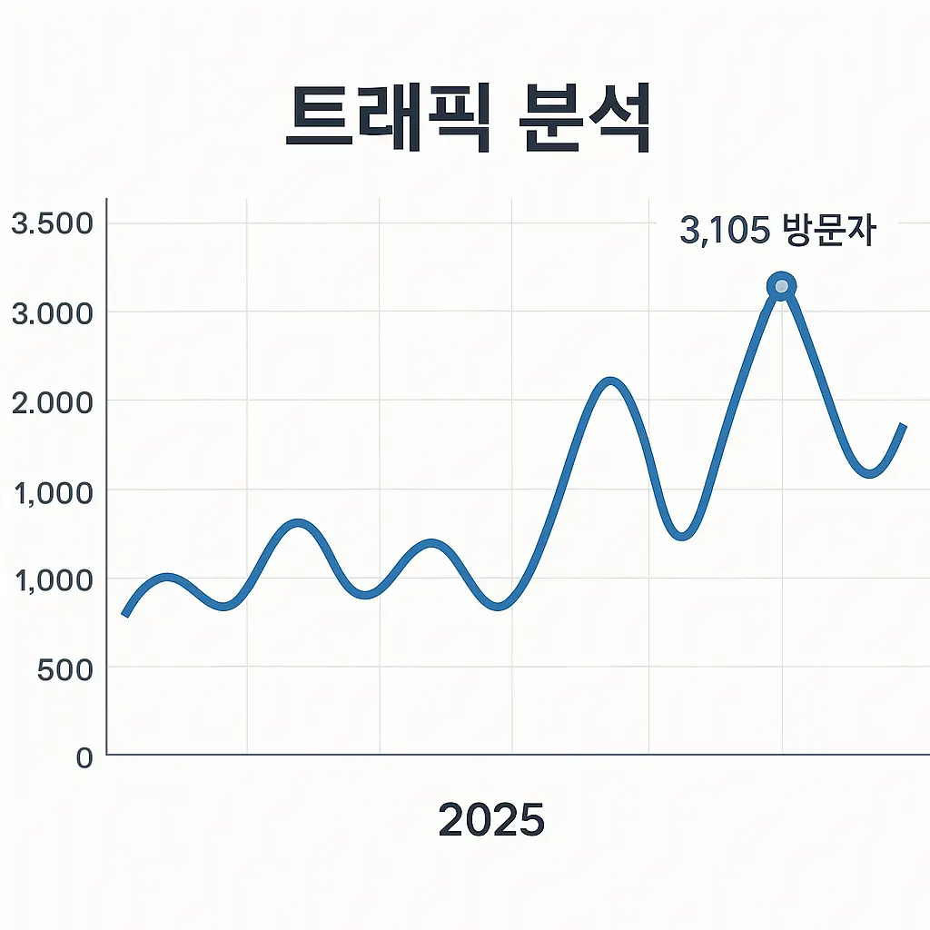 블로그 글 수와 방문자 수가 함께 증가하는 1년간의 트래픽 추이 그래프