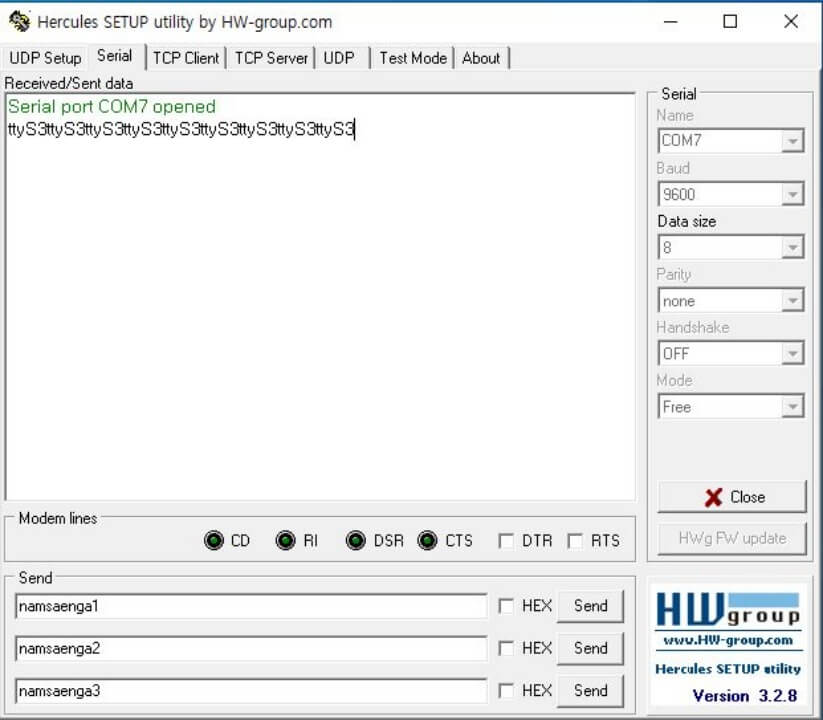 hercules serial communication