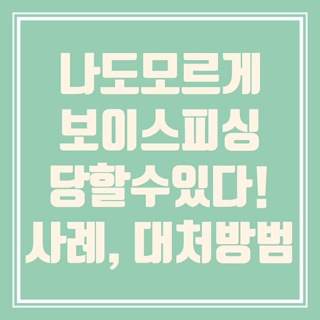  보이피싱 사례 및 확실한 대처방법 정리!