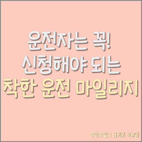  [정보] 운전 면허 취득 후 무조건 신청해야 할 '착한 운전 마일리지'