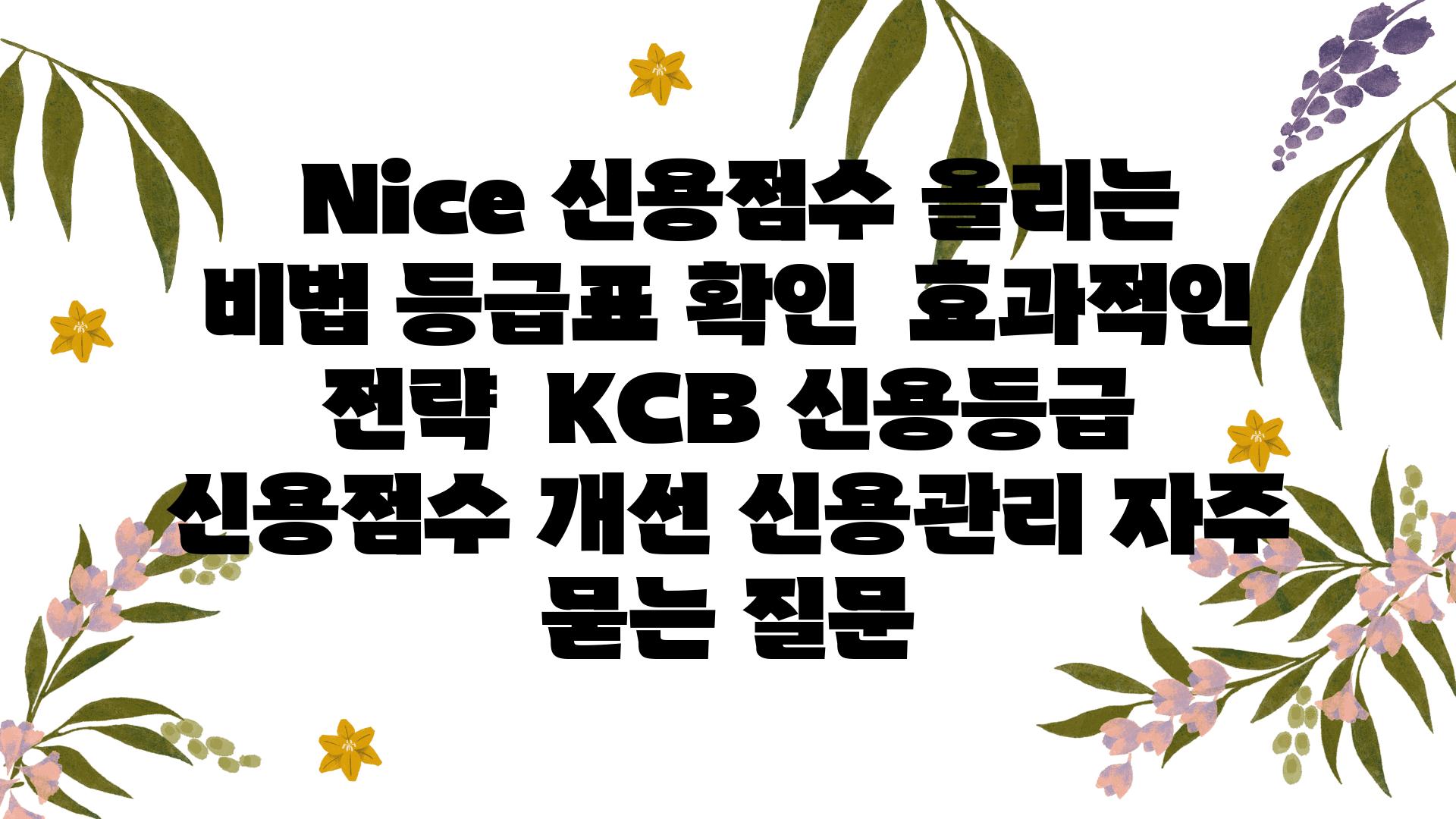  Nice 신용점수 올리는 비법 등급표 확인  효과적인 전략  KCB 신용등급 신용점수 개선 신용관리 자주 묻는 질문