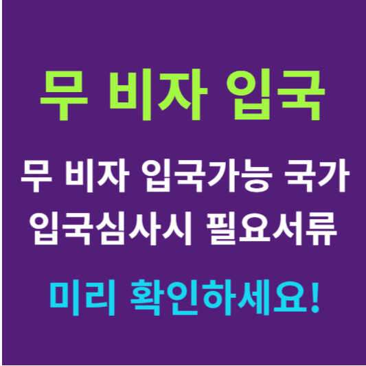 무 비자 입국 가능한 나라와 입국 심사시 필요서류 확인!하세요