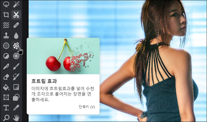 픽슬러에디터-흐트림효과-툴