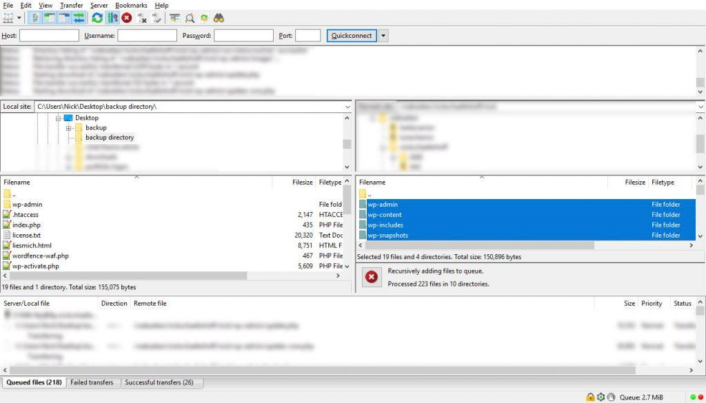 파일질라(FileZila)로 FTP 서버 실행한 모습