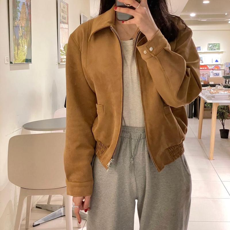 메르시 카멜 스웨이드 블루종 자켓 YKK