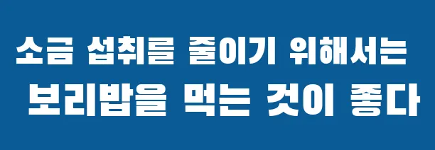 소금 섭취를 줄이기 위해서는 보리밥을 먹는 것이 좋다