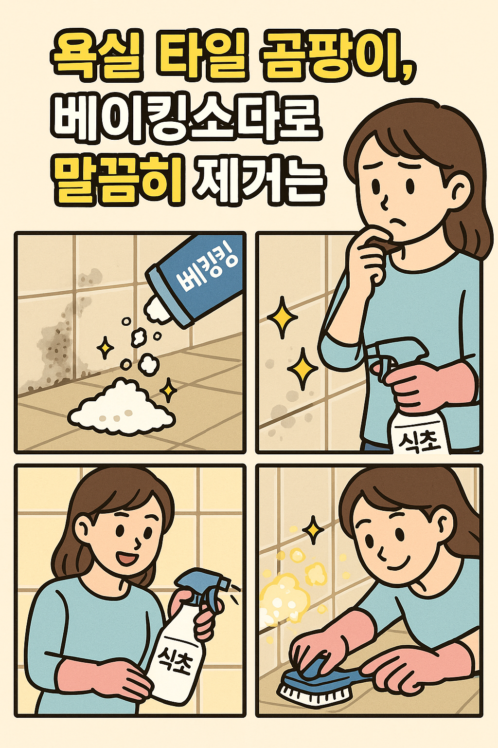 욕실 타일 곰팡이, 베이킹소다로 말끔히 제거하는 법