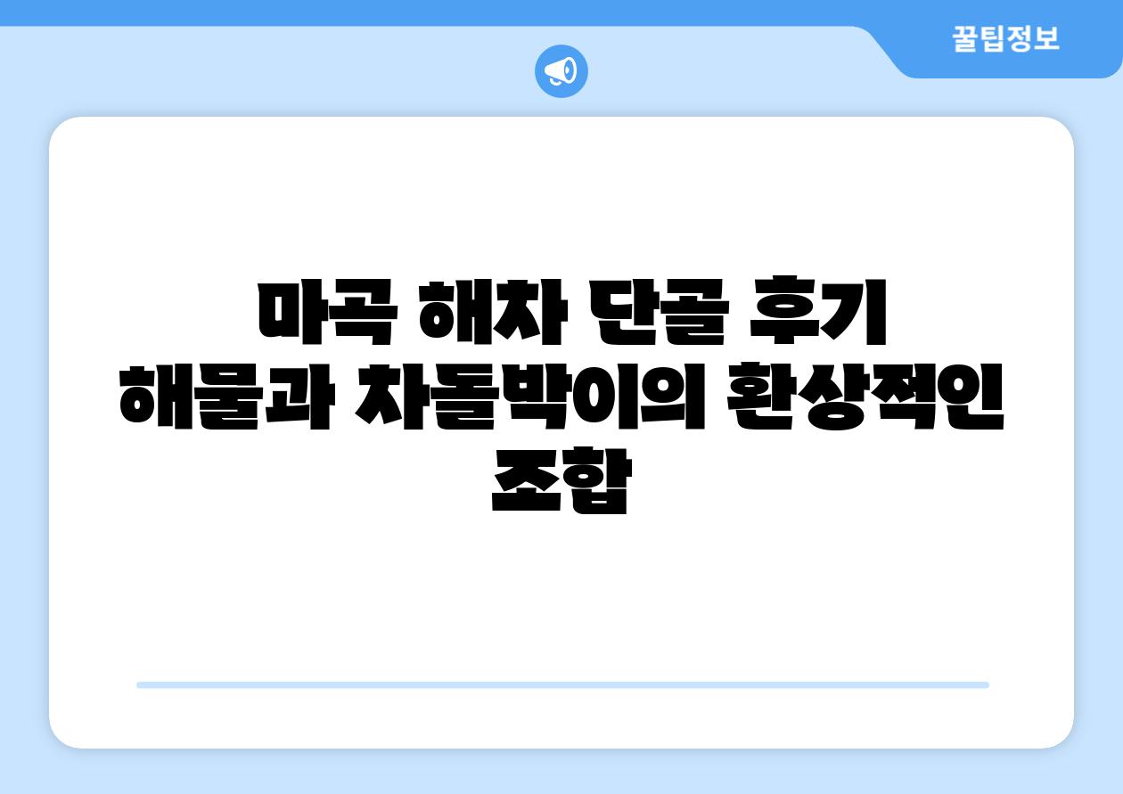  마곡 해차 단골 후기 해물과 차돌박이의 환상적인 조합