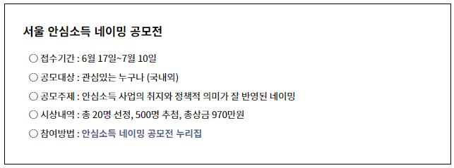 서울안심소득네이밍공모전