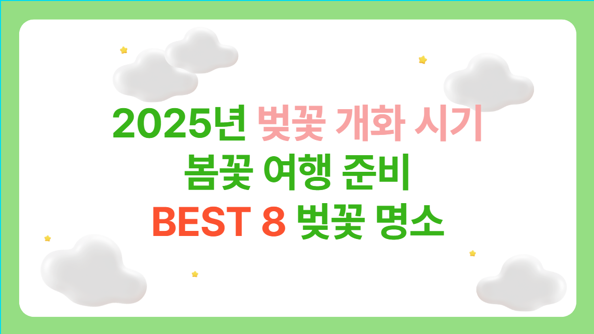 벚꽃 개화시기 2025년 전국 벚꽃 명소 총정리! 🌸 언제, 어디서 가장 예쁠까?