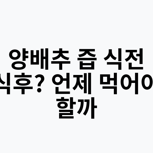 양배추 즙 식전 식후? 언제 먹어야 할까