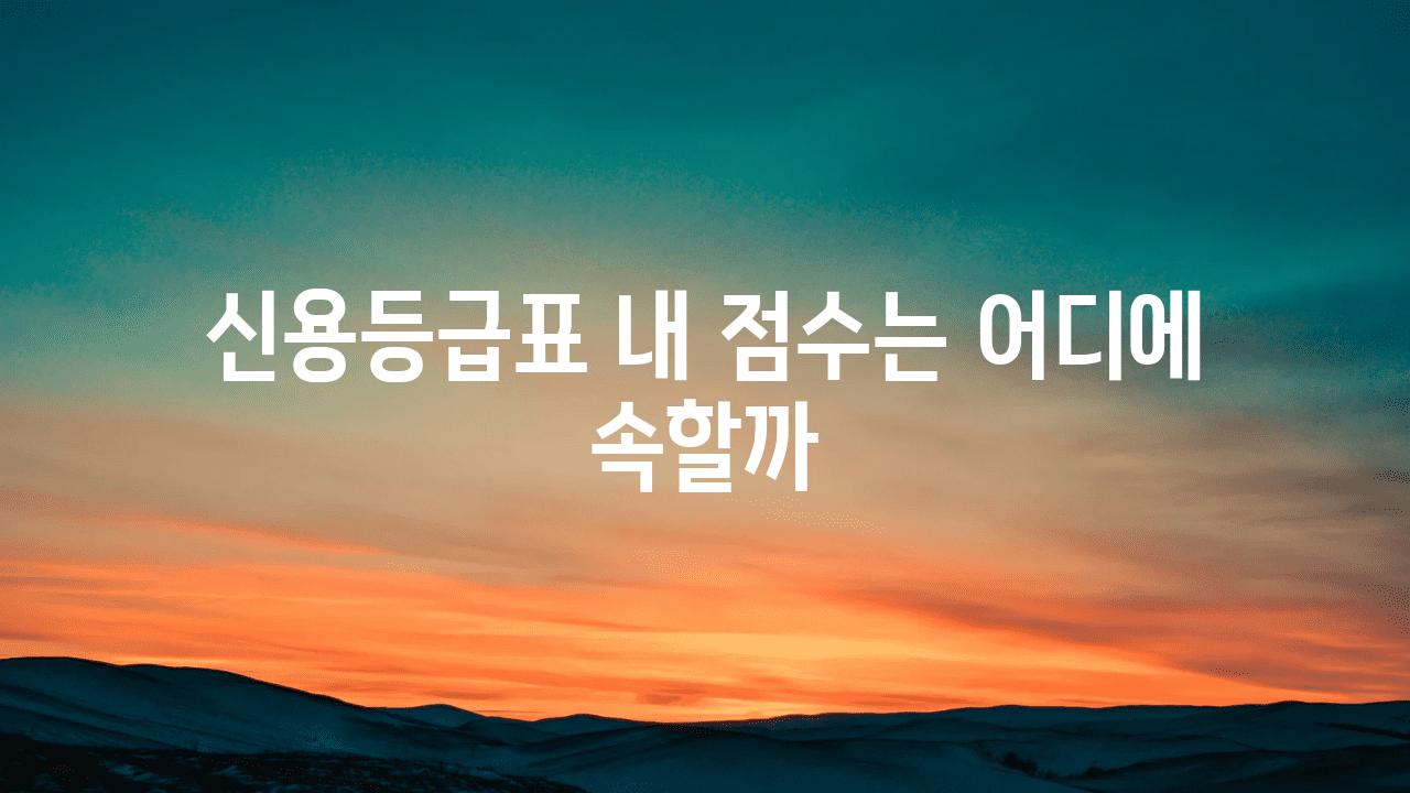 신용등급표 내 점수는 어디에 속할까