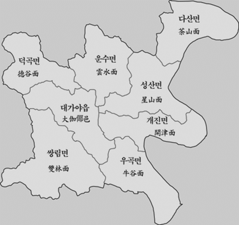 고령군 행정구역 지도