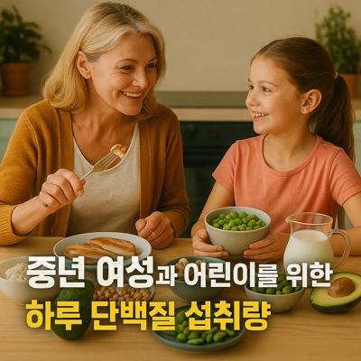 중년 여성과 어린이를 위한 하루 단백질 섭취량 계산 방법