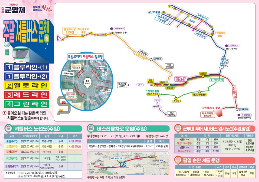 2023 진해 벚꽃 축제 군항제 임시 주차장 셔틀버스 추천코스