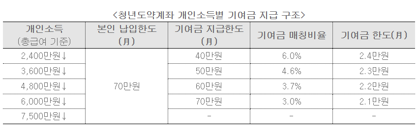 청년도약계좌 정부기여금 구조