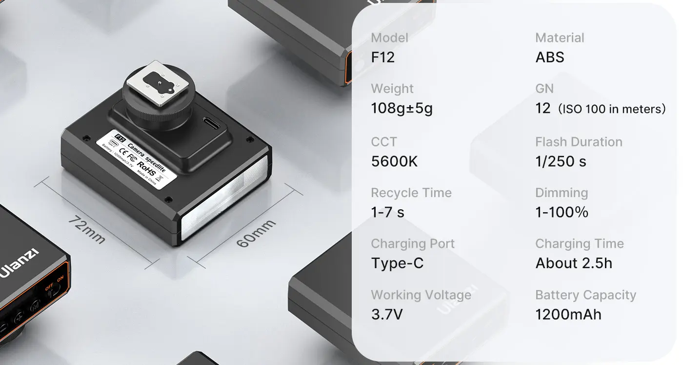울란지 F12 미니 카메라 플래시 스피드라이트
