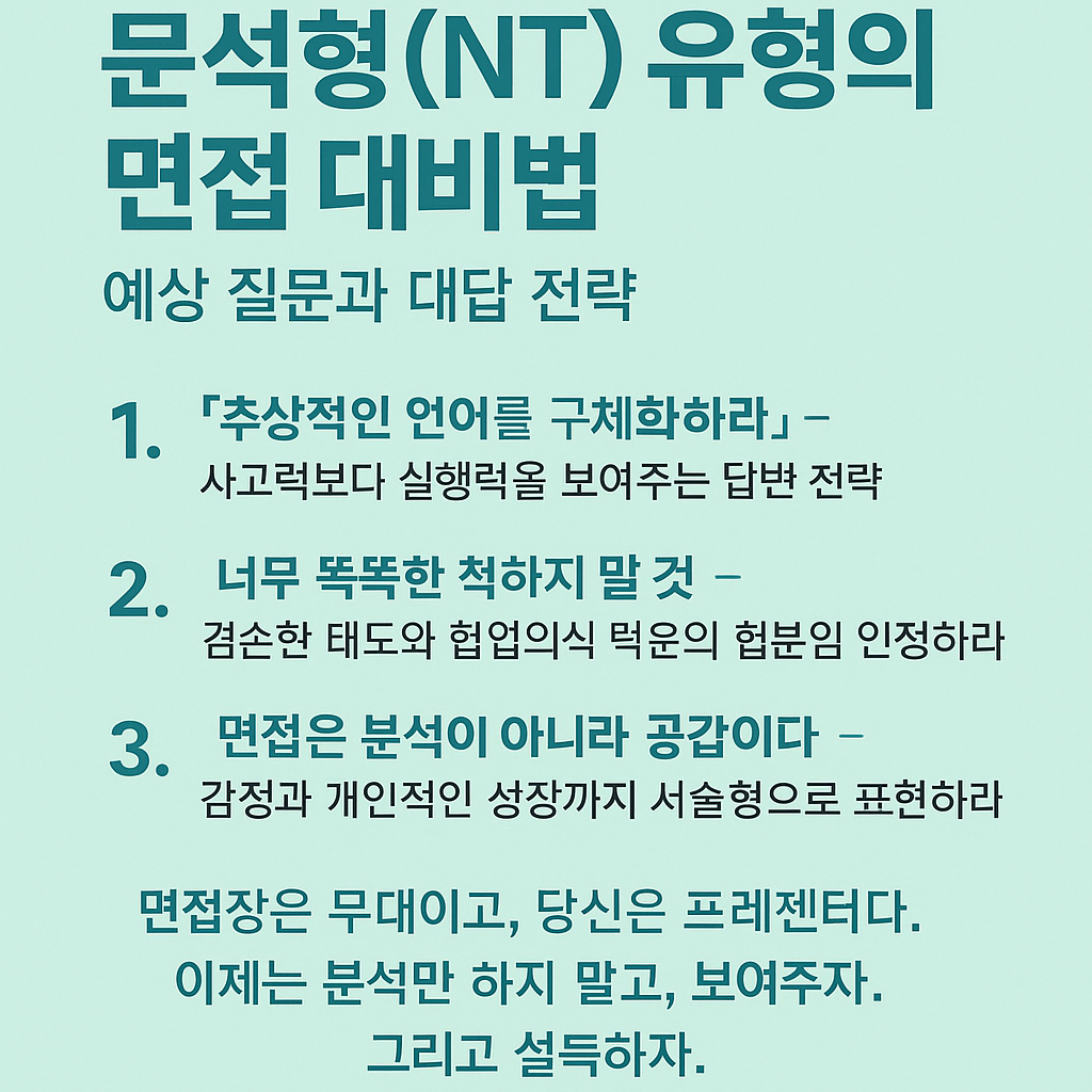 분석형(NT) 유형의 면접 대비법 – 예상 질문과 대답 전략