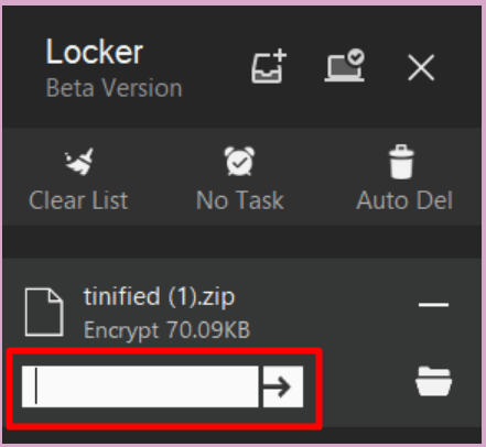 aeslocker 비밀번호를 입력하는 검은색 화면