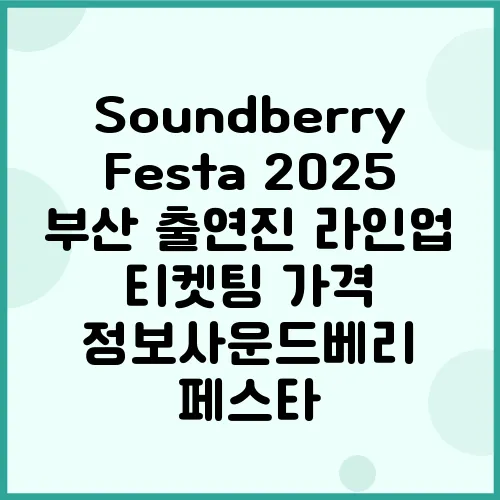 Soundberry Festa 2025 부산 출연진 라인업 티켓팅 가격 정보사운드베리 페스타