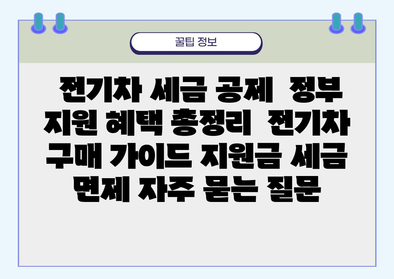  전기차 세금 공제  정부 지원 혜택 총정리  전기차 구매 설명서 지원금 세금 면제 자주 묻는 질문