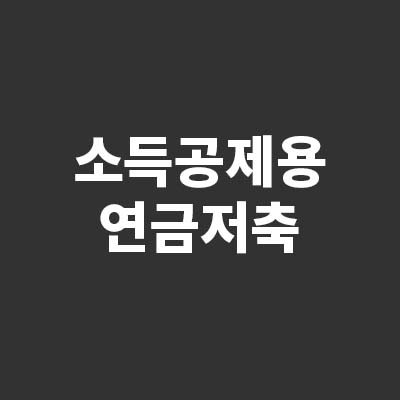  소득 공제용 연금 저축 요약정리