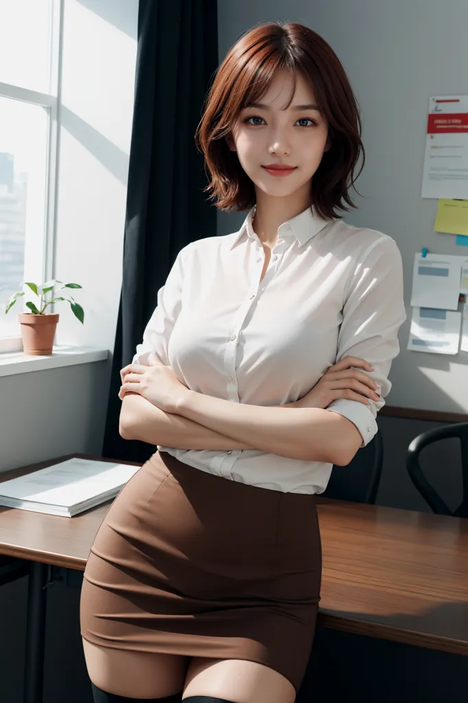 AI 실사 오피스 정장 비서 룩북 셔츠 치마 컨셉
